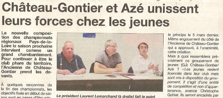 Revue de Presse de la semaine : création du groupement jeunes avec Azé et qualification des U13 garçons et filles à la finale régionale