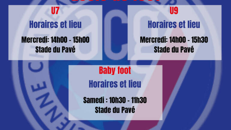 Reprise entraînements : Baby-Foot et Ecole de Foot.