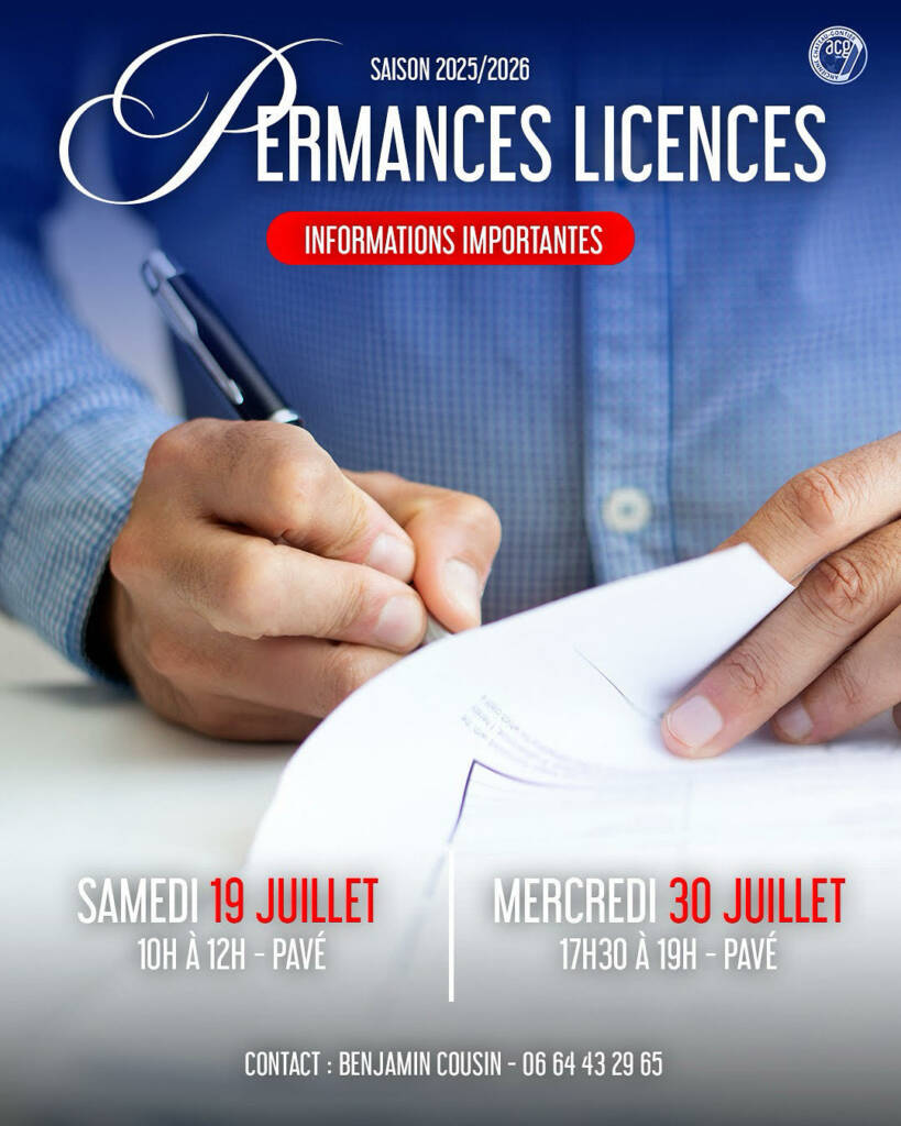 Tous les licenciés ont reçu par mail leur dossier de renouvellement (pensez à vérifier les spams). Merci de le compléter, de fournir les pièces demandées (photo, certificat médical si besoin) et de venir en permanence pour régler la cotisation.